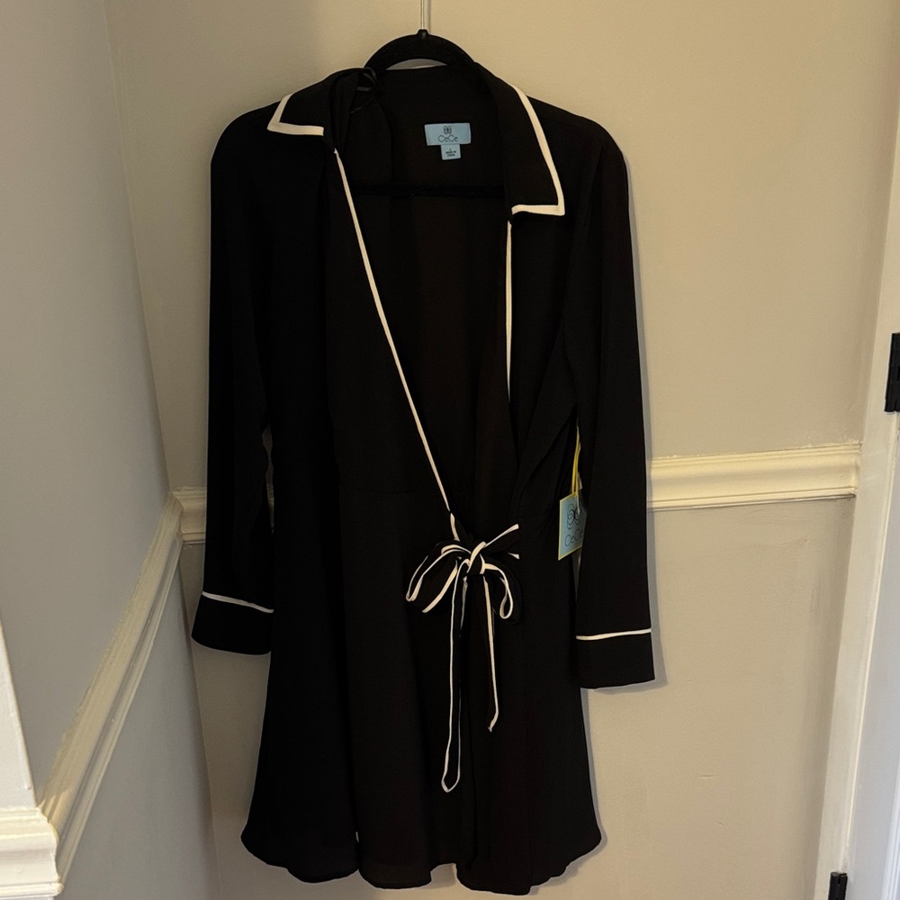 CeCe Black Dress with White Piping